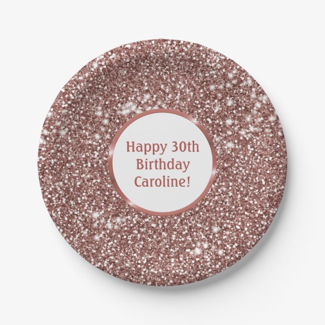 Imitate Rose Gold Glitzer Textur Look & Custom Tex Pappteller (Vorderseite)