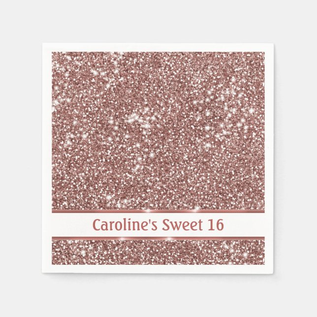 Imitate Rose Gold Glitzer Textur Look &amp; Custom Tex Serviette (Vorderseite)