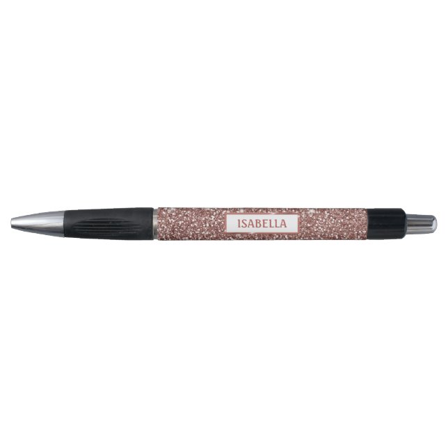 Imitate Rose Gold Glitzer Textur Look & Individuel Kugelschreiber (Vorderseite)