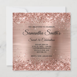 Imitate Rose Gold Glitzer und Foil Sweet 16 Einladung