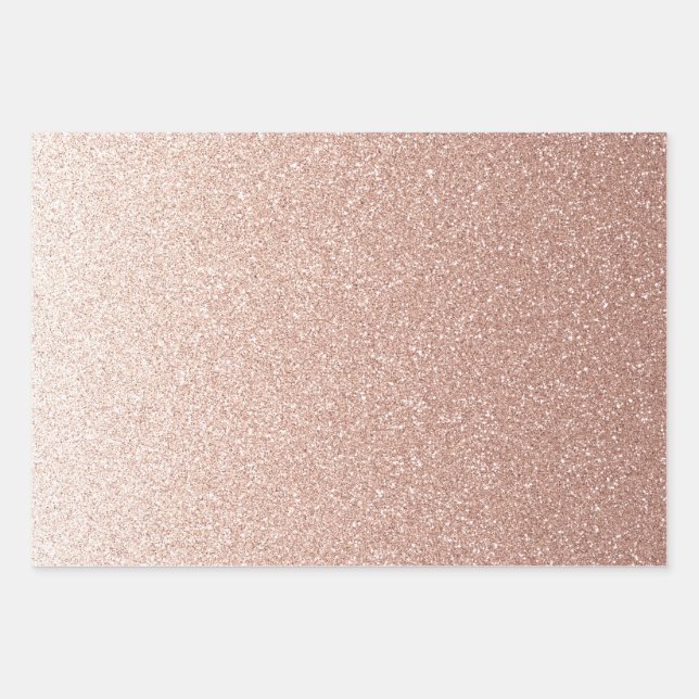 Imitate Rose Gold Gradient Glitzer Geschenkpapier Set (Vorderseite)