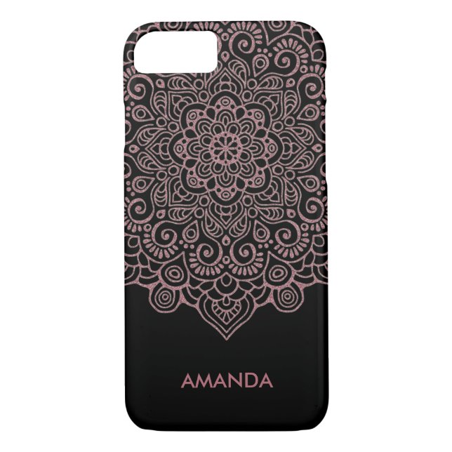 Imitate Rose Gold Intricate Lace Mandala schwarz Case-Mate iPhone Hülle (Rückseite)