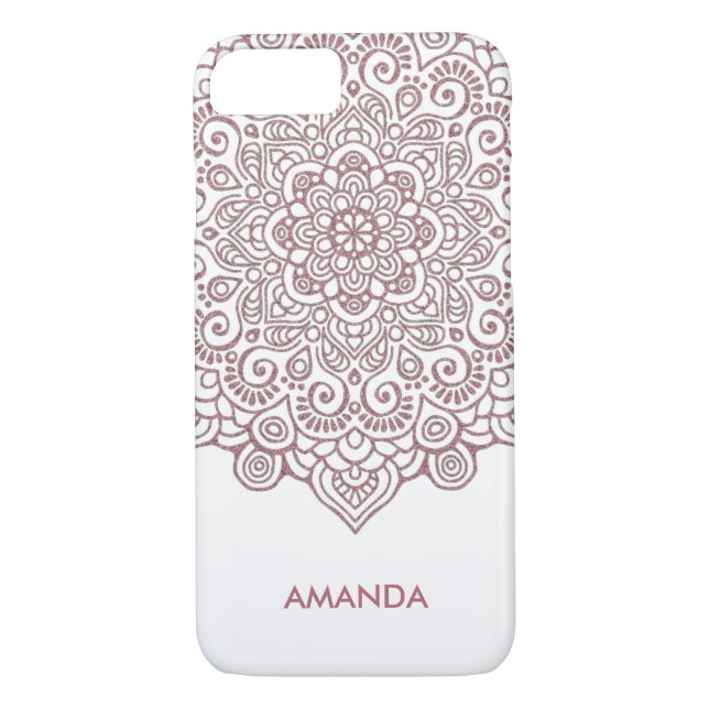 Imitate Rose Gold Intricate Lace Mandala weiß Case-Mate iPhone Hülle (Rückseite)