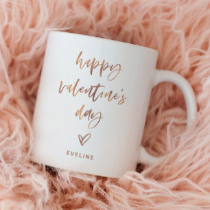 Imitate Rose Gold Lässige Schrift und Herzvalent Kaffeetasse