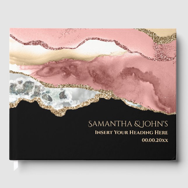 Imitate Rose Gold lebendige chic Edelsteingeode ag Gästebuch (Vorderseite)
