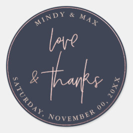 IMITATE ROSE GOLD LIEBE+DANK SIGNATURE SCRIPT RUNDER AUFKLEBER