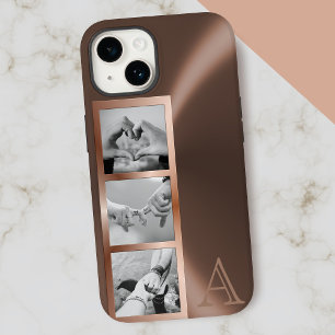 Imitate Rose Gold Metallic 3 Foto Collage Monogram title_seo2
