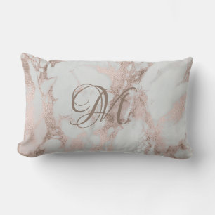 Imitate Rose Gold mit bearbeitbarem Monogramm  Lendenkissen