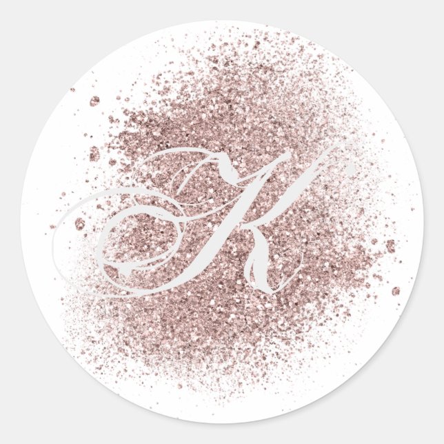 Imitate Rose Gold Monogramm Aufkleber (Vorderseite)
