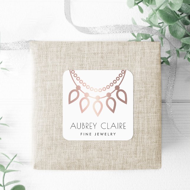 Imitate Rose Gold Necklace | Juwelierlogo Quadratischer Aufkleber (Von Creator hochgeladen)