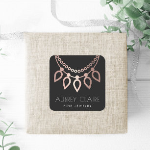 Imitate Rose Gold Necklace Juwelierlogo Quadratischer Aufkleber