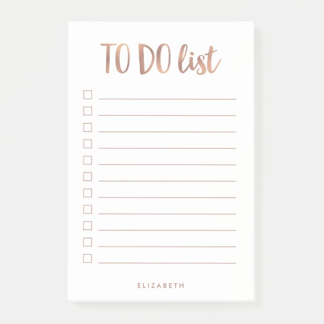 Imitate Rose Gold| Personalisierte Leinen Post-it Klebezettel (Vorderseite)