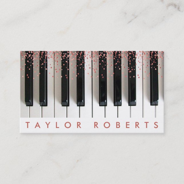 Imitate Rose Gold Pink Dots Pianist Musik Visitenkarte (Vorderseite)