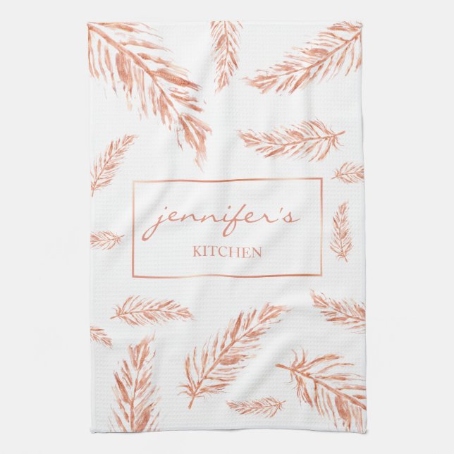 Imitate Rose Gold rosa Farbfedern und Individuelle Handtuch (Vertikal)