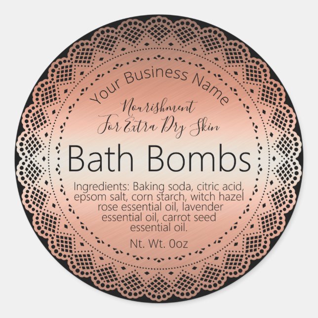 Imitate Rose Gold Sticker Etikett Handmade Bath Bo (Vorderseite)