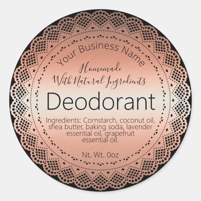 Imitate Rose Gold Sticker Etikett Handmade Deodora (Vorderseite)