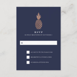 Imitate Rose Gold und Ananas Hochzeit RSVP Karte