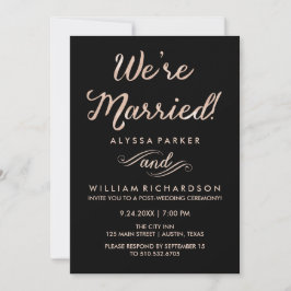 Imitate Rose Gold und Black Post Hochzeit Zeremoni Einladung