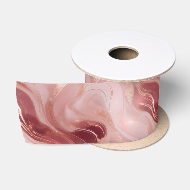 Imitate Rose Gold und Glitzer marmoriert Satinband (Spule)