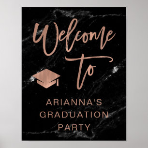 Imitate Rose Gold und Marmor   Grad Party Willkomm Poster