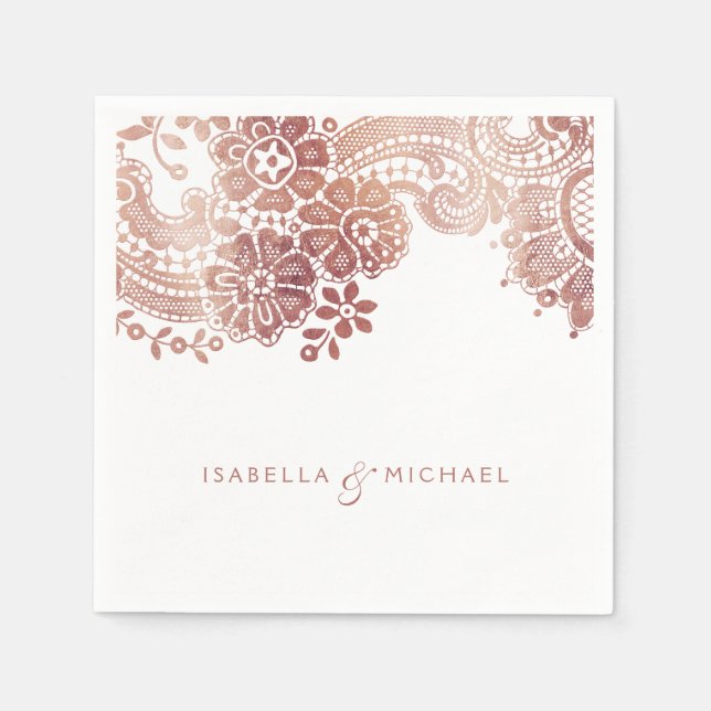 Imitate Rose Gold Vintage Hochzeit Serviette (Vorderseite)