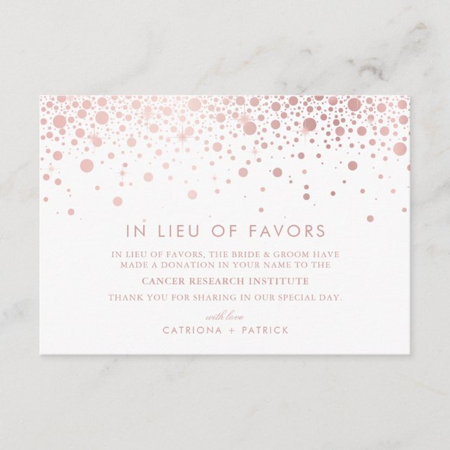 Imitate Rose Goldene Foil Confetti Begleitkarte (Vorderseite)