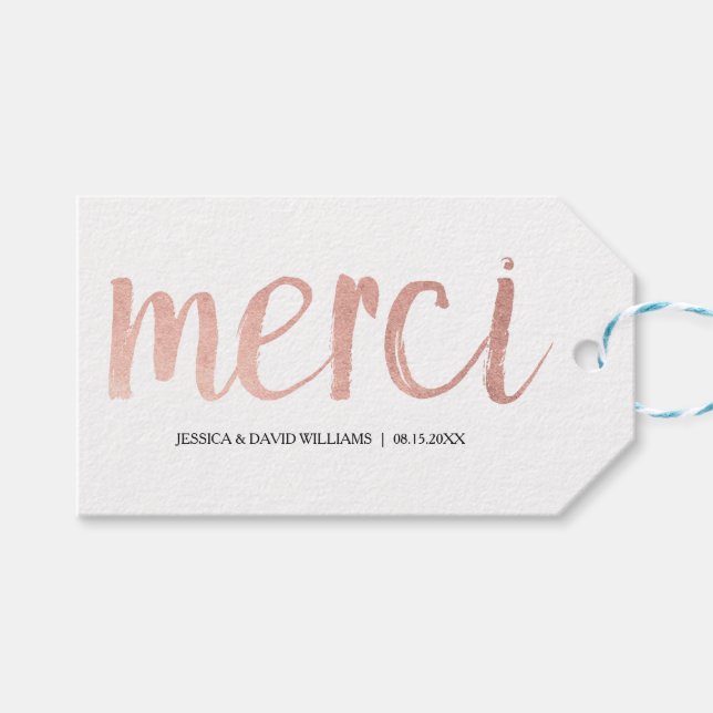 Imitate Rose Goldene Foil Geschenkanhänger (Vorderseite (Horizontal))