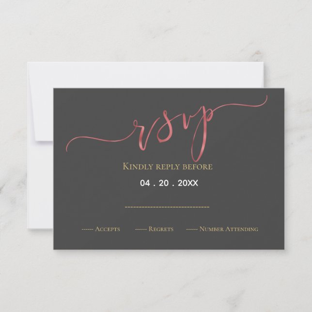 Imitate Rose Goldfolie Hochzeitsdesign RSVP Karte (Vorderseite)