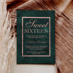 Imitate Rose goldgrüne Aquarellfarbe Süß 16 Einladung<br><div class="desc">Eine moderne,  hübsche schicke und elegante Imitate Rose Gold Sweet 16 Geburtstagsfeier Einladung mit Imitate Rose goldenem Rahmen auf einem modernen und eleganten grünen Wald Aquarellblock.</div>