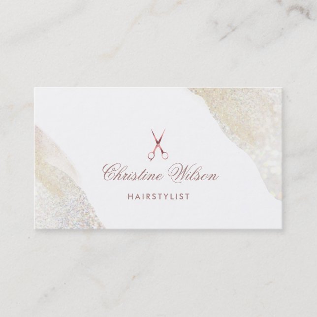 Imitate Rose Goldschere Haarstylistin Visitenkarte (Vorderseite)