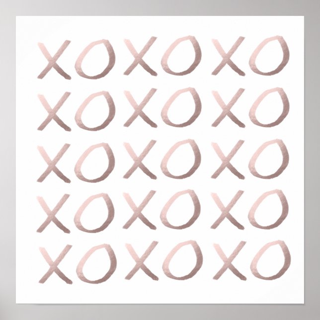 Imitate Rose Goldtypografie Umarmungen und Küsse X Poster (Vorne)