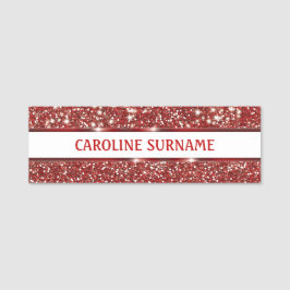 Imitate Roter Glitzer Textur mit Individuelle Name Namensschild