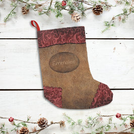 Imitate Rotes Brown Monogram Leather Kleiner Weihnachtsstrumpf