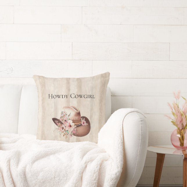 Imitate Rustikales Cream Wood Rosa Cowgirl Kissen (Liege)