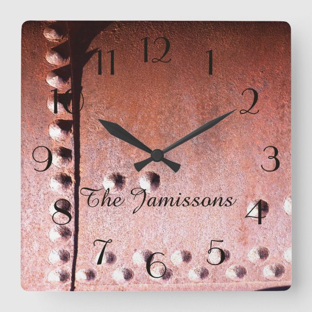 Imitate Rusty Metal Abstrakt, Name, Personalisiert Quadratische Wanduhr (Vorderseite)