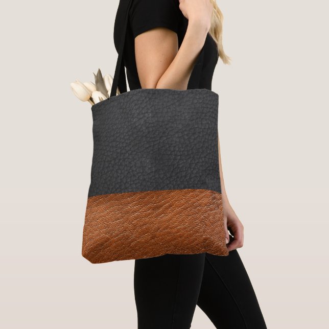 Imitate Schwarz/Golden Brown Leder - Totbeutel Tasche (Von Nahem)