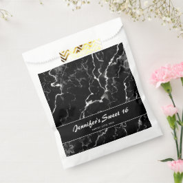 Imitate Schwarze Marmortextur Look Sweet 16 Geburt Geschenktütchen