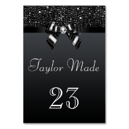 Imitate Schwarze Sequenzen und Bows Table Cards Tischnummer