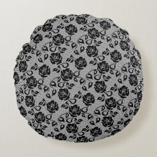 Imitate Schwarze Spitzen Rose Fischnet Rundkissen Rundes Kissen