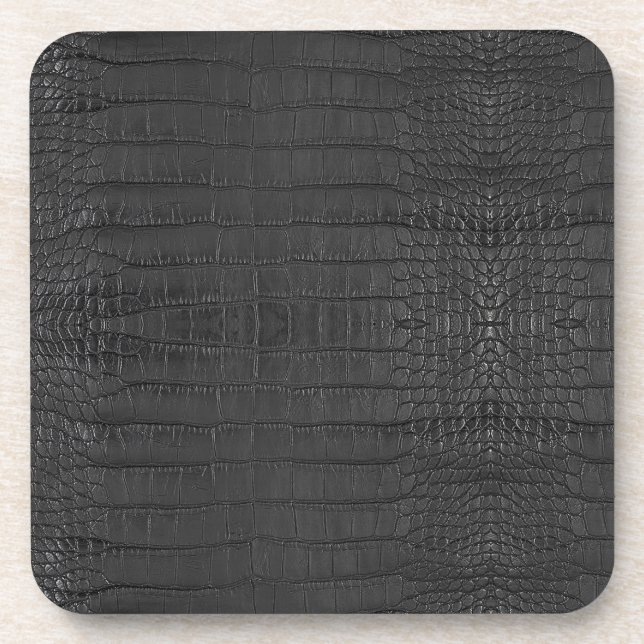 Imitate Schwarzer Alligator Leather Print Getränkeuntersetzer (Vorderseite)
