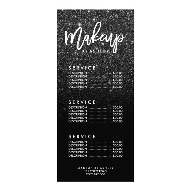 Imitate schwarzer Glitzer ombre white makeup Preis Werbekarte (Vorne)