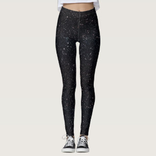 Imitate Schwarzer Glitzer und Glamour Leggings