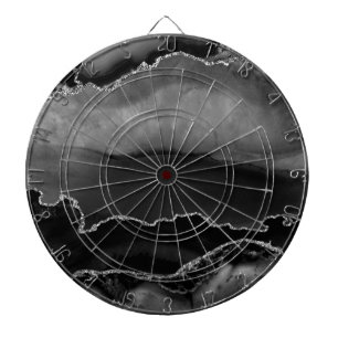 Imitate Schwarzer Marmor Agate Eleganter Silberner Dartscheibe