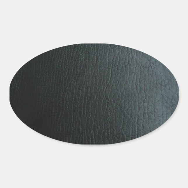 Imitate Schwarzes Leder Textur Ovaler Aufkleber (Vorderseite)