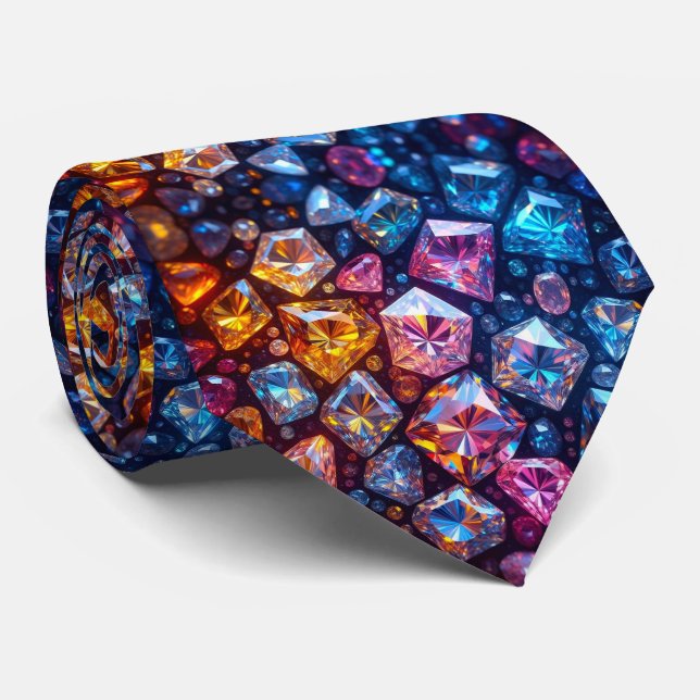 Imitate Seide Edelstein Diamond Luxury Neck Tie Krawatte (Gerollt)