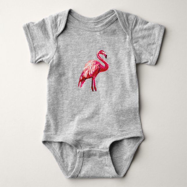 Imitate Sequin Printed Tropical Flamingo Bird Baby Strampler (Vorderseite)