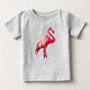 Imitate Sequin Printed Tropical Flamingo Bird Baby T-shirt