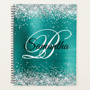 Imitate Shiny Silver Glitzer Aqua Aquamarin Foil M Planer