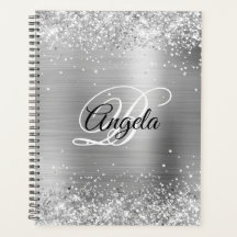Imitate Shiny Silver Glitzer Pinselmetall Monogram