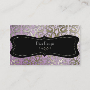 Imitate silber barocke Damaske lilac/schwarz Visitenkarte